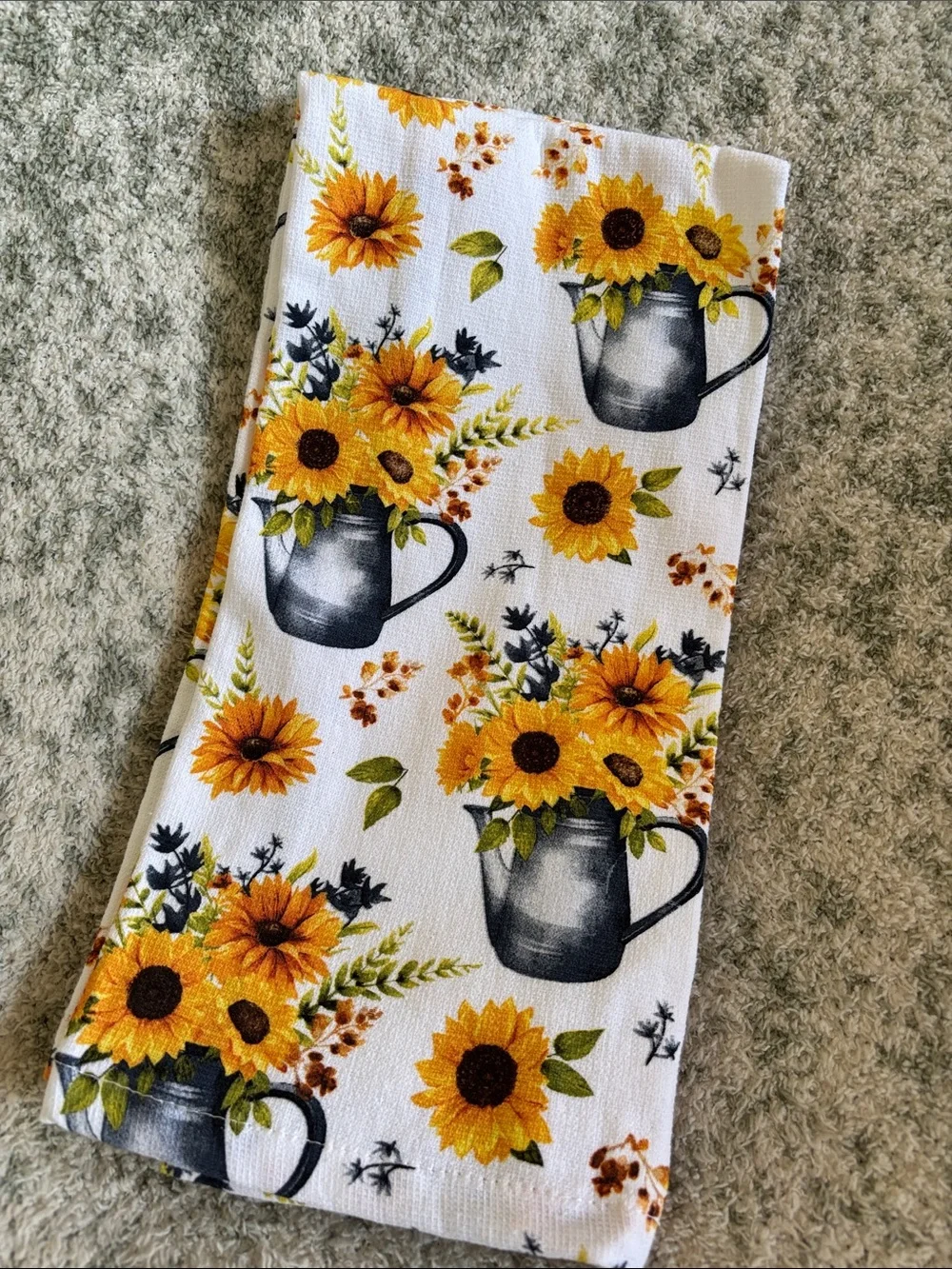 Harvest Sunflower Bouquet Kitchen Towels Set of 2 NWT Cotton 18x28”